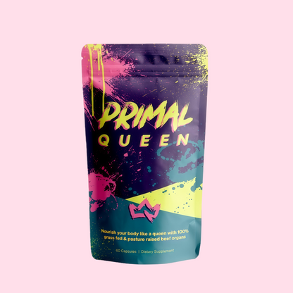Primal Queen Female-Optimized Beef Organ Superfood Supplement (Beef Liver, Kidney, Heart, & 3 More) - 100% Grass Fed, Pasture Raised - 3rd Party & Clinically Tested